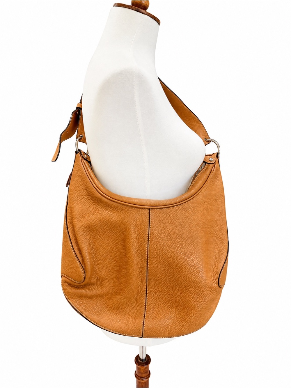 Laurent Effel Saint Barth Italian Leather Hobo Shoulder Bag in Tan